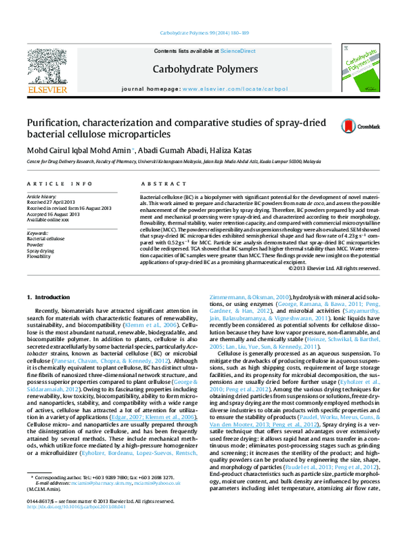 (PDF) Purification, characterization and comparative studies of spray ...