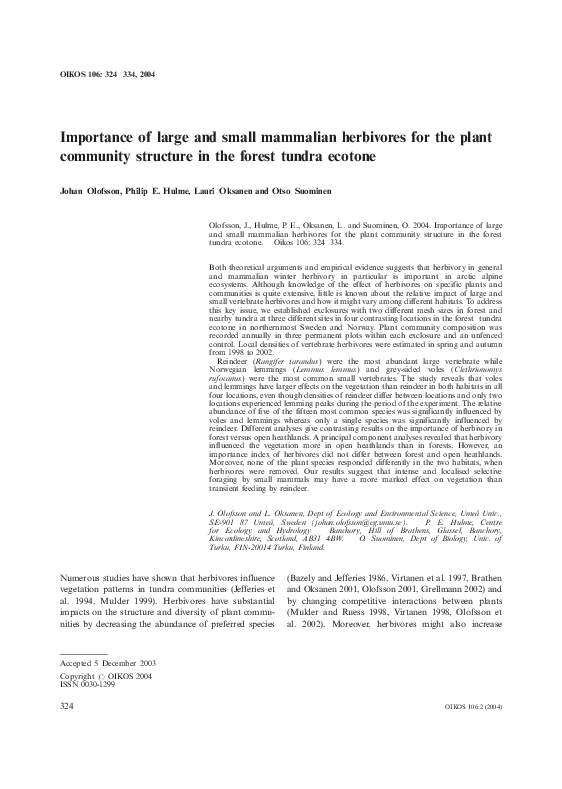 (PDF) Importance of large and small mammalian herbivores for the plant ...