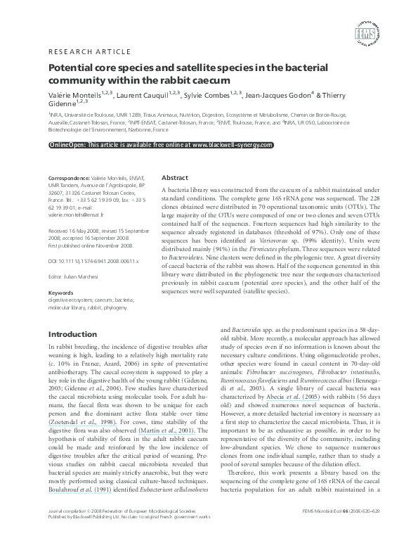 (PDF) Potential core species and satellite species in the bacterial ...