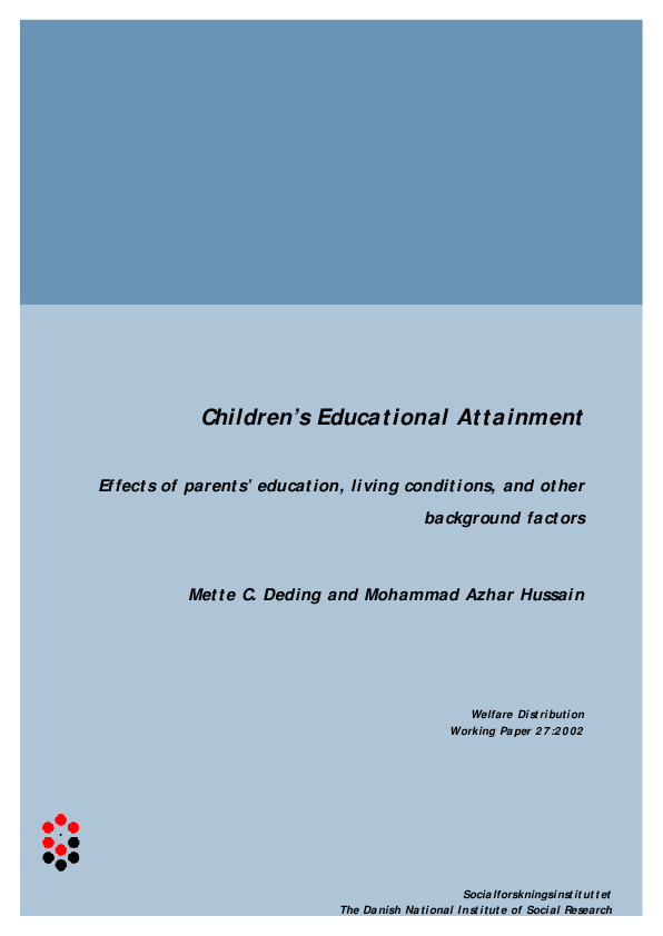 (PDF) Danish Children's Educational Attainment Effects of parents ...