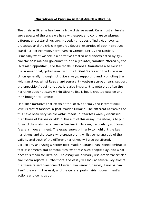 Narratives of Fascism in Post-Maidan Ukraine