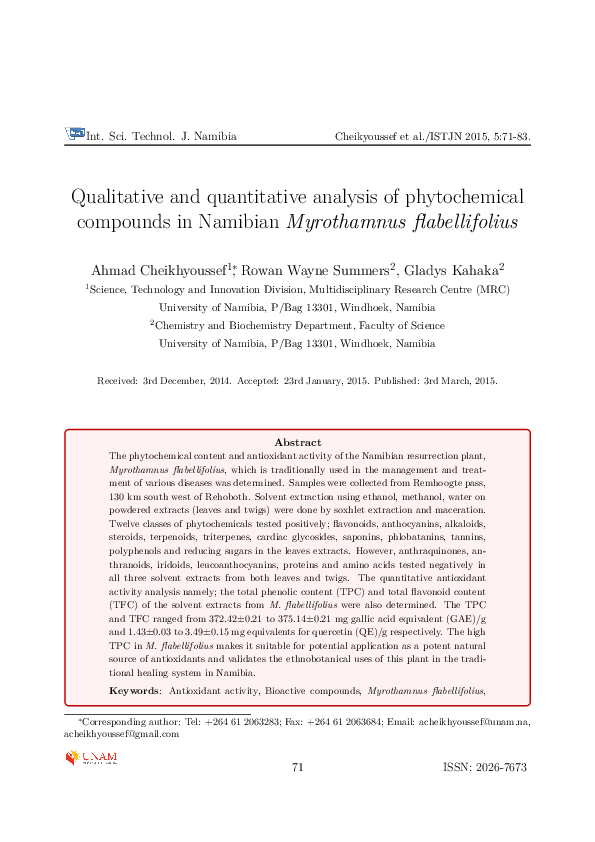 (PDF) Qualitative and quantitative analysis of phytochemical compounds ...