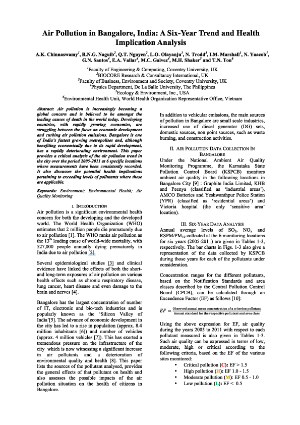 Bangalore pollution essay image