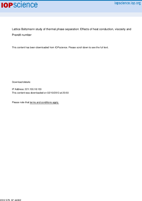 (PDF) Lattice Boltzmann study of thermal phase separation: Effects of ...