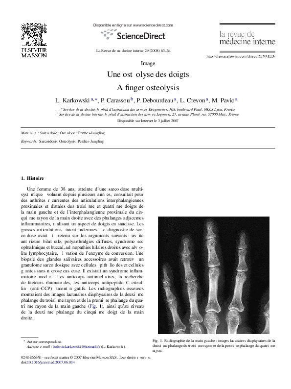 (PDF) Une ostéolyse des doigts
