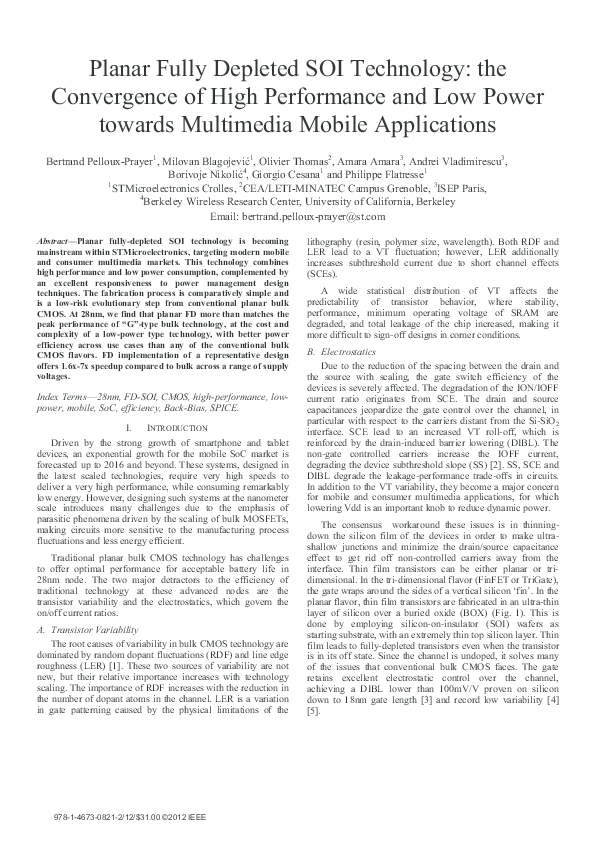 (PDF) Planar fully depleted SOI technology: The convergence of high ...