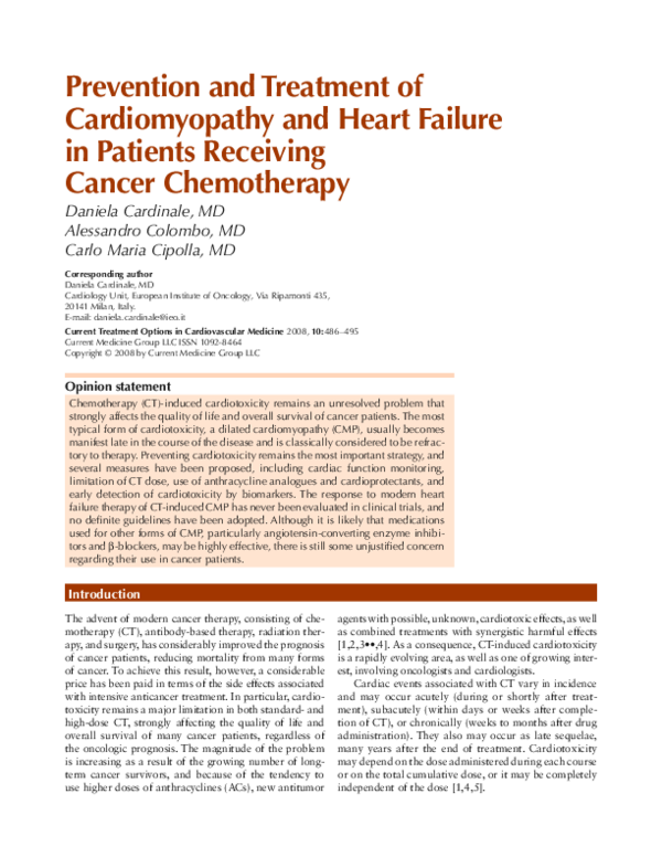 (PDF) Prevention and treatment of cardiomyopathy and heart failure in ...
