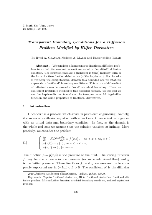 (PDF) Transparent Boundary Conditions for a Diffusion Problem Modified ...