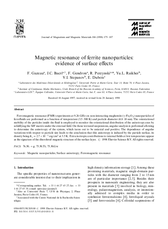 (PDF) resonance of ferrite nanoparticles Yuriy L Raikher