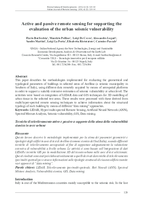 (PDF) Active and passive remote sensing for supporting the evaluation ...
