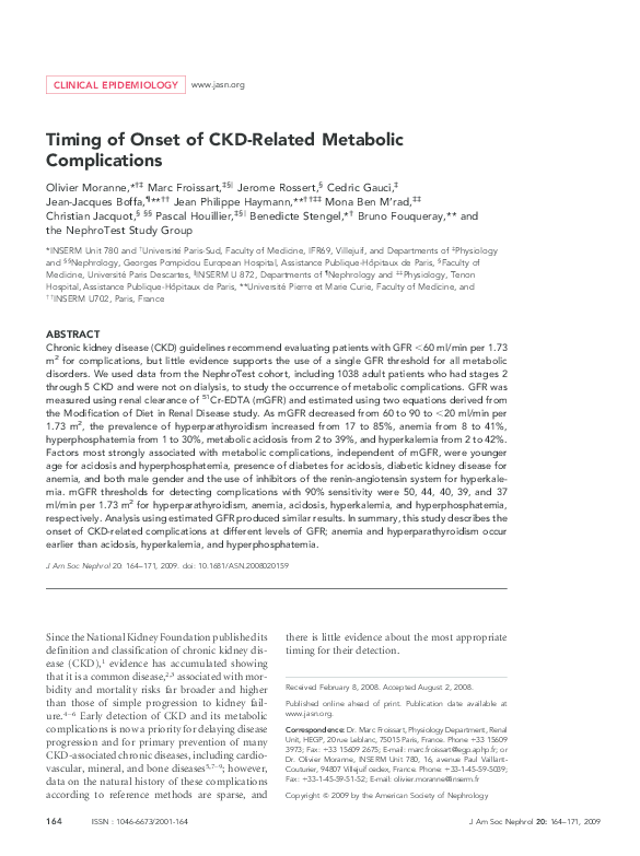 (PDF) Timing of Onset of CKDRelated Metabolic Complications Jean