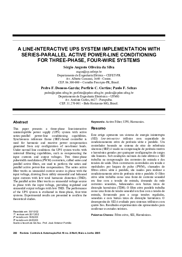 (PDF) A line-interactive UPS system implementation with series-parallel ...