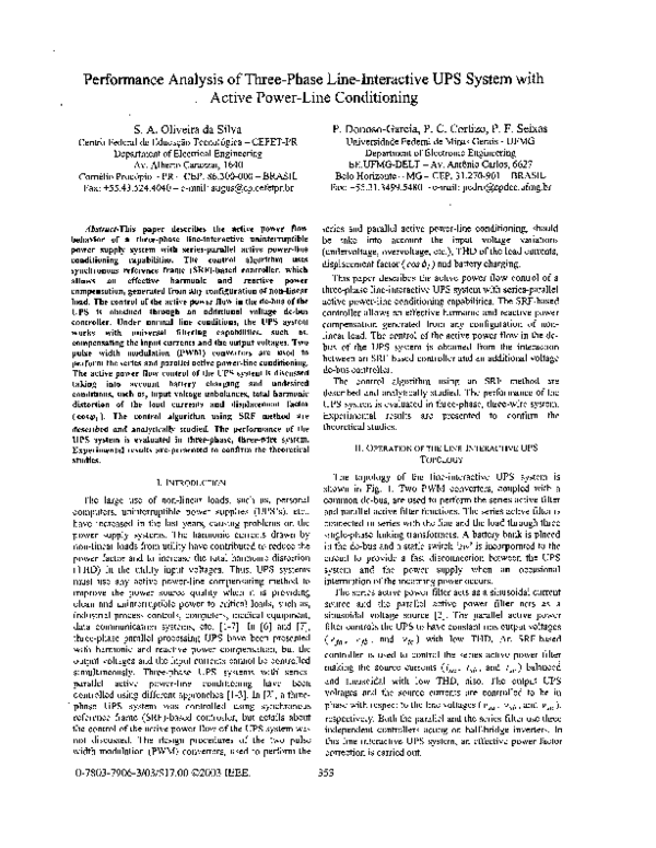 (PDF) Performance analysis of three-phase line-interactive UPS system ...