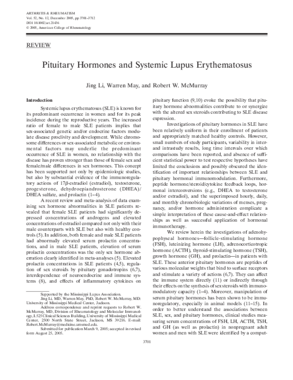 (PDF) Pituitary hormones and systemic lupus erythematosus
