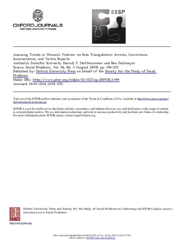 (PDF) Gender and Violence: Trends in Adult Male and Female Violence ...