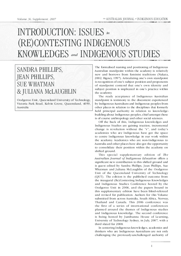 (PDF) Issues in (Re) Contesting Indigenous Knowledges and Indigenous ...