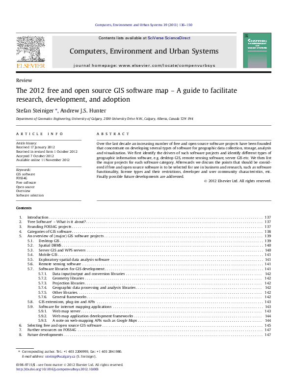 (PDF) The 2012 free and open source GIS software map–A guide to ...