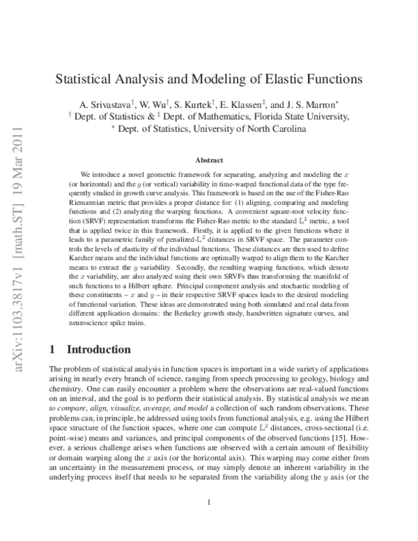 (PDF) Registration of Functional Data Using Fisher-Rao Metric