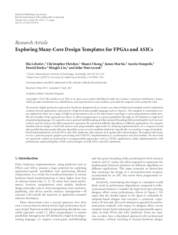 (PDF) Exploring Many-Core Design Templates for FPGAs and ASICs