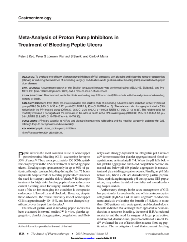 (PDF) Meta-Analysis of Proton Pump Inhibitors in Treatment of Bleeding ...