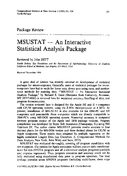 (PDF) MSUSTAT—An interactive statistical analysis package