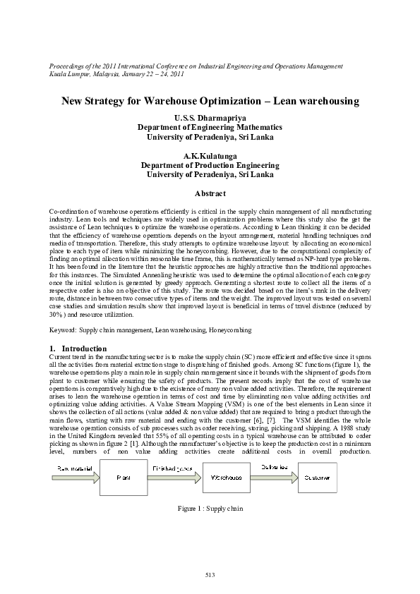 (PDF) New Strategy for Warehouse Optimization – Lean warehousing