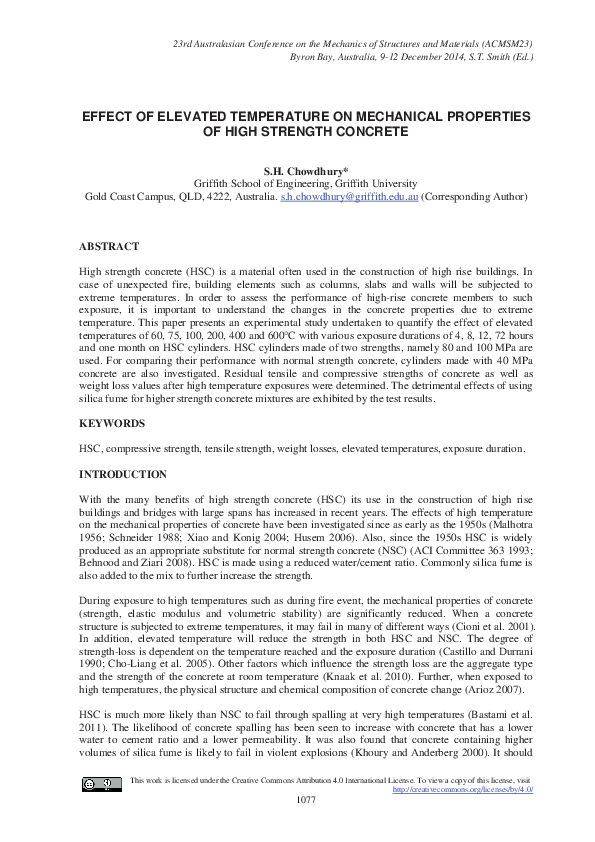 (PDF) EFFECT OF ELEVATED TEMPERATURE ON MECHANICAL PROPERTIES OF HIGH ...