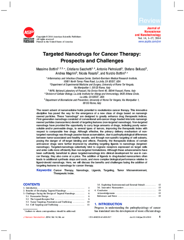 (PDF) Targeted Nanodrugs for Cancer Therapy: Prospects and Challenges