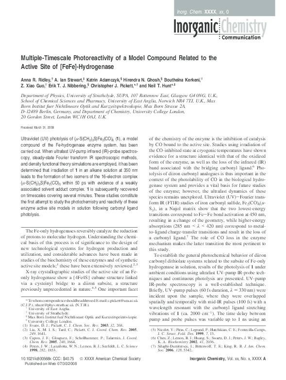 (PDF) MultipleTimescale Photoreactivity of a Model Compound Related to