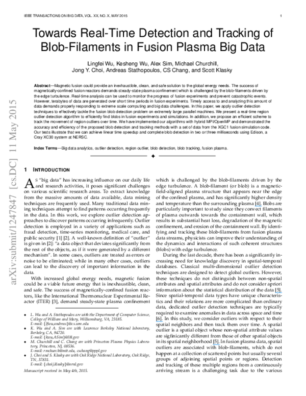 (PDF) Towards Real-Time Detection and Tracking of Blob-Filaments in ...