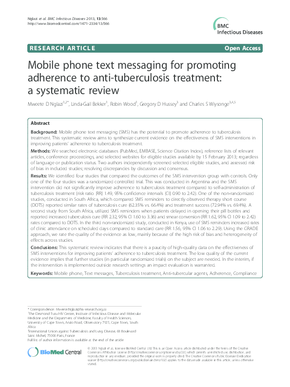 (PDF) Mobile phone text messaging for promoting adherence to anti ...