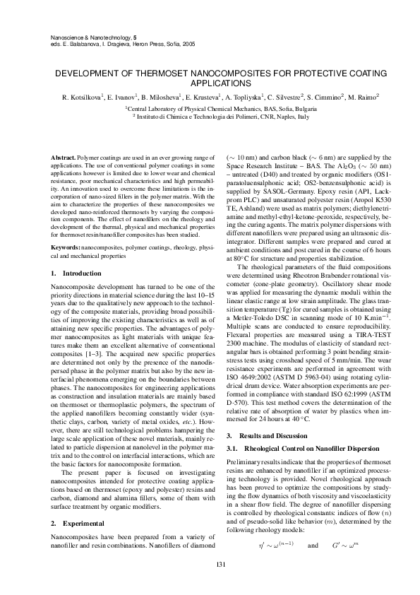(PDF) DEVELOPMENT OF THERMOSET FOR PROTECTIVE COATING