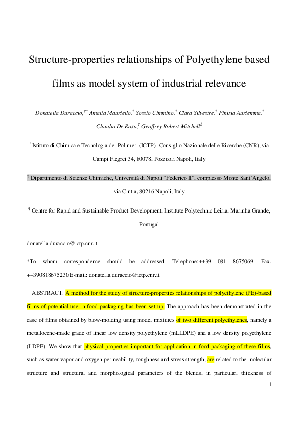 (PDF) Structure–property relationships in polyethylene based films ...