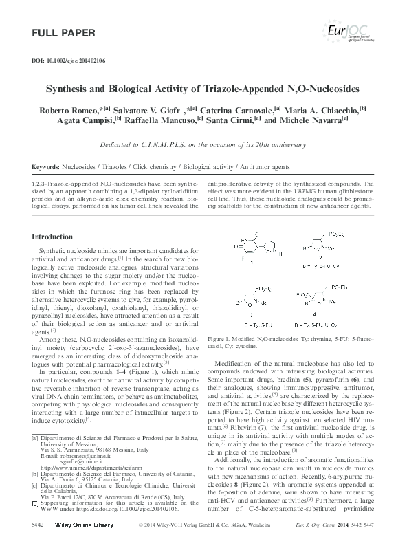 (PDF) Synthesis and Biological Activity of Triazole-Appended N,O ...
