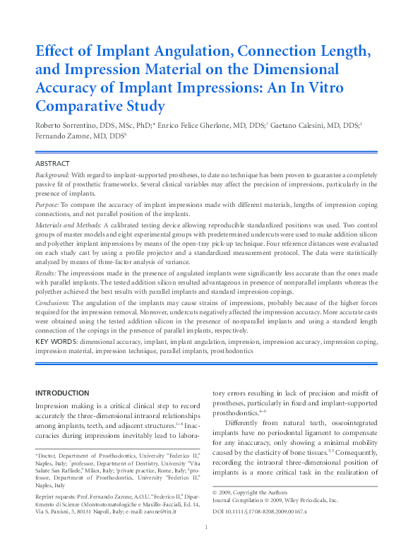 (PDF) Effect of Implant Angulation, Connection Length, and Impression ...