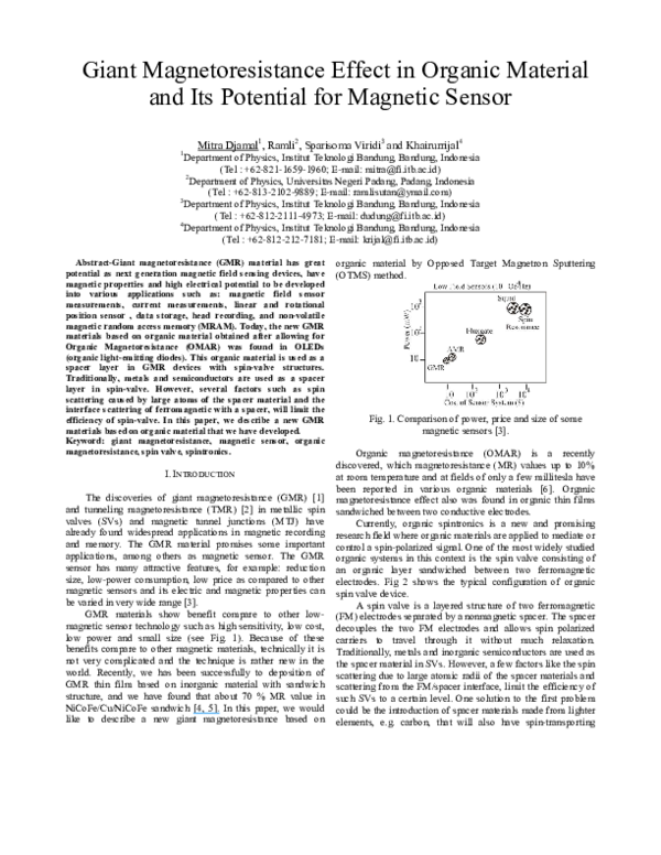 (PDF) Giant Magnetoresistance Effect in Organic Material and Its ...