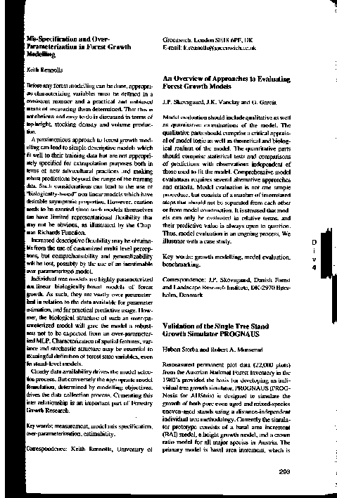 (PDF) An overview of approaches to evaluating forest growth models