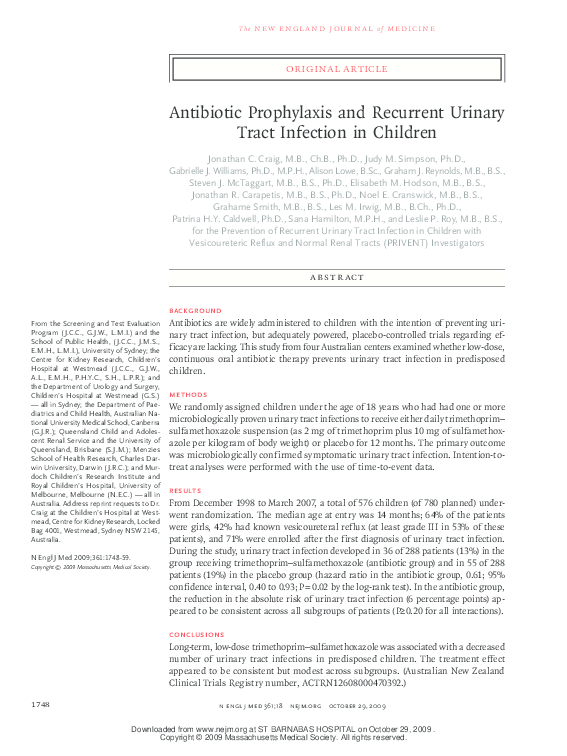 (PDF) Antibiotic Prophylaxis and Recurrent Urinary Tract Infection in ...