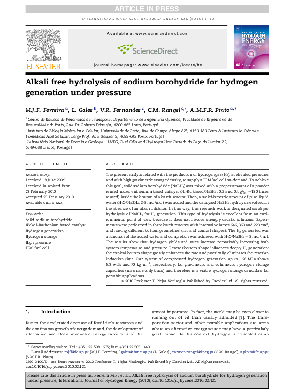 (PDF) Alkali free hydrolysis of sodium borohydride for hydrogen ...