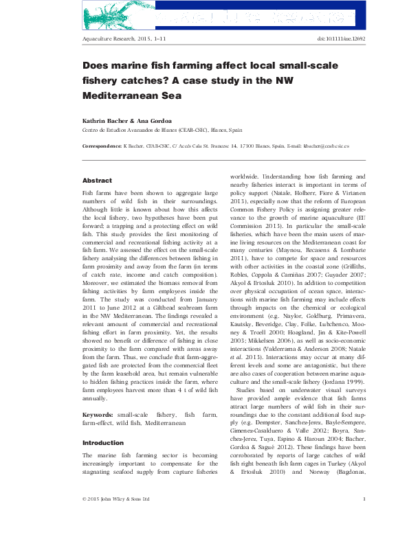 (PDF) Does marine fish farming affect local small-scale fishery catches ...