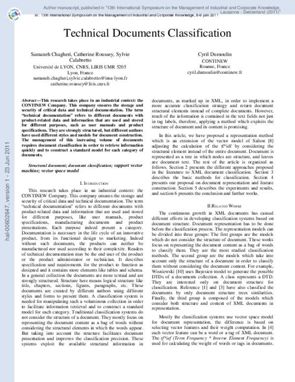 (PDF) Technical documents classification