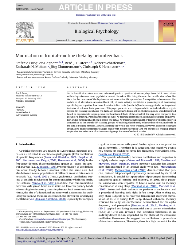 (PDF) Modulation of frontal-midline theta by neurofeedback