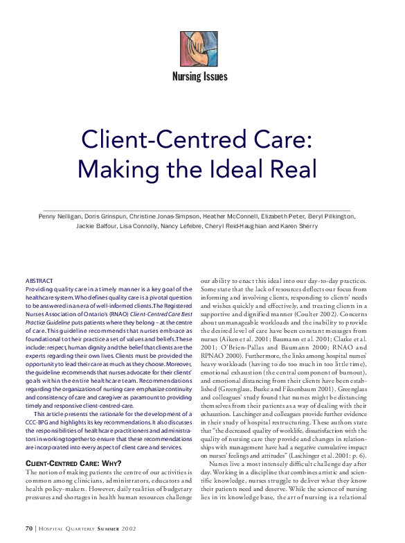 (PDF) Client-Centred Care: Making the Ideal Real