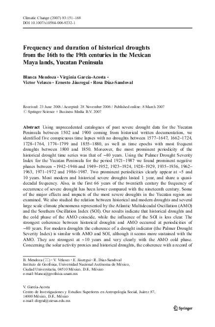(PDF) Frequency and duration of historical droughts from the 16th to ...