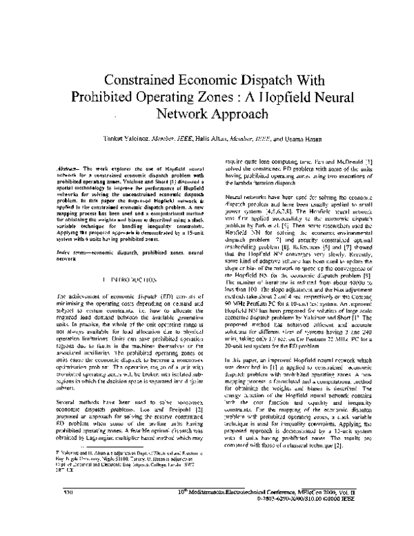 (PDF) Constrained economic dispatch with prohibited operating zones: a ...