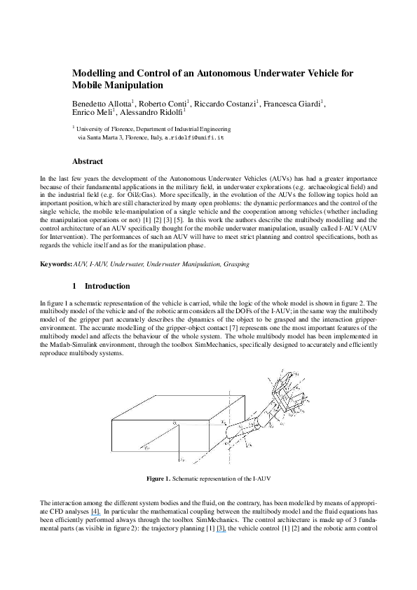 (PDF) Modelling and Control of an Autonomous Underwater Vehicle for ...