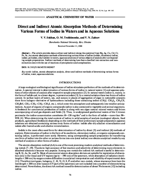 (PDF) Kinetic Determination of Iodide by the Sandell–Kolthoff Reaction ...