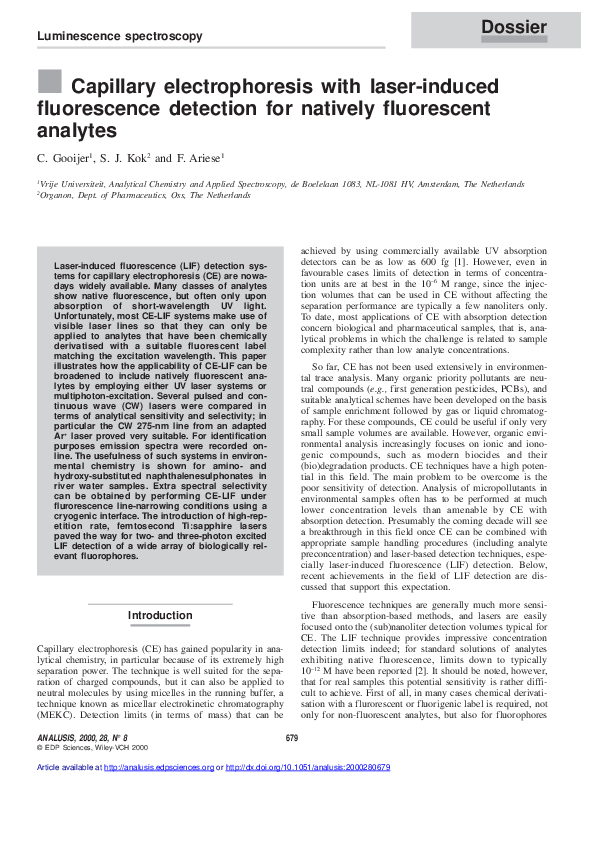 (PDF) Capillary electrophoresis with laserinduced fluorescence