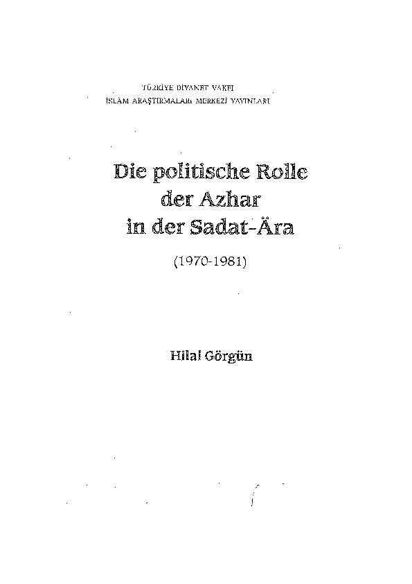(PDF) Die politische Rolle der Azhar / The Political Role of Azhar ...
