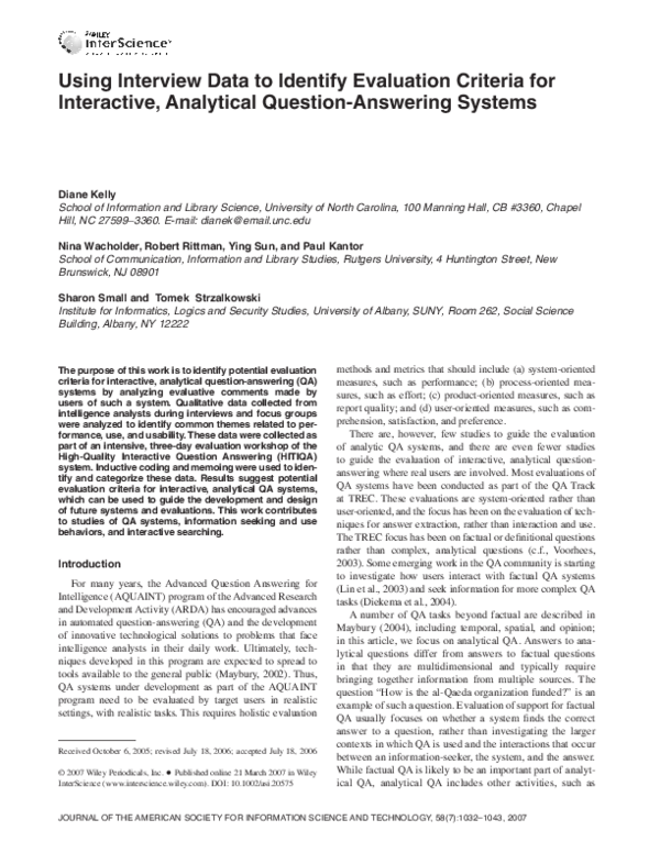 (PDF) Using interview data to identify evaluation criteria for ...